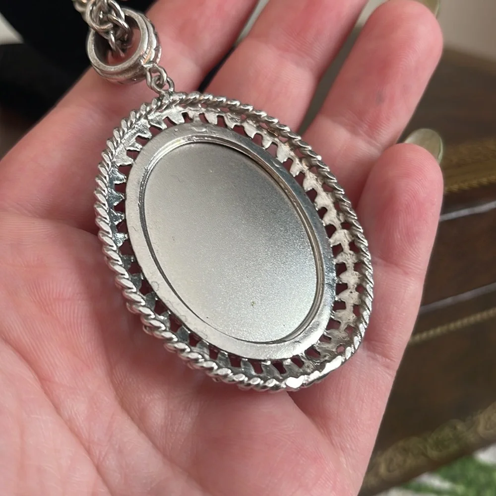 ❗️SOLD❗️Whiting & Davis Silver Tone Faux Turquoise Necklace Pendant - Picture 6 of 7